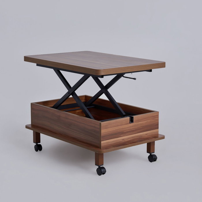 Hanah Home Mesa de Café Ajustable Nogal